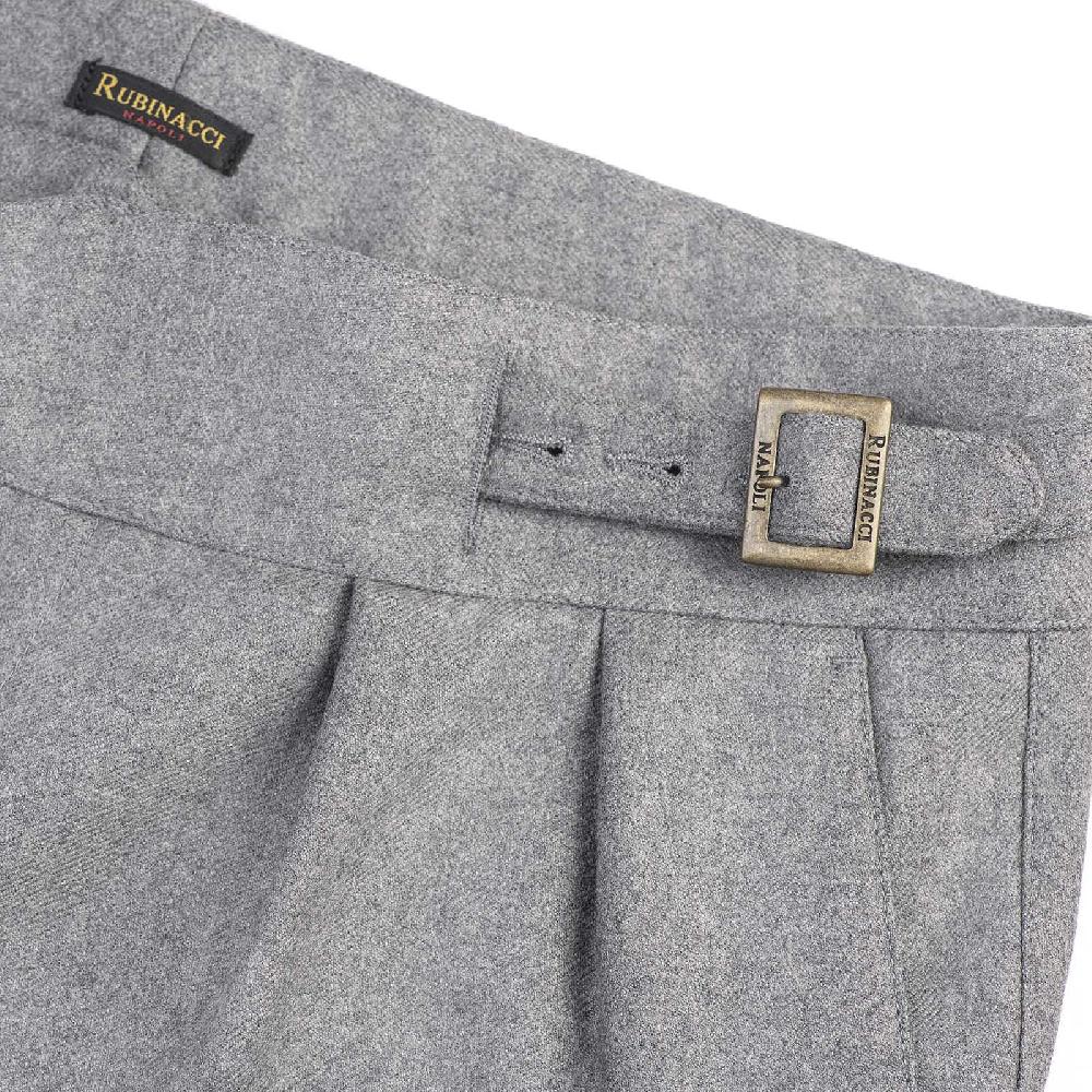 Rubinacci Pantalone manny in flanella grigio chiaro limited edition Offerte