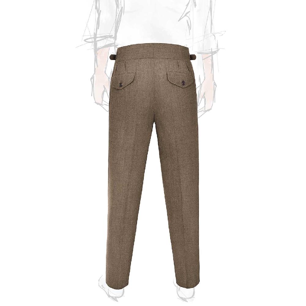 Rubinacci Pantalone manny in flanella sabbia limited edition Vendita Calda