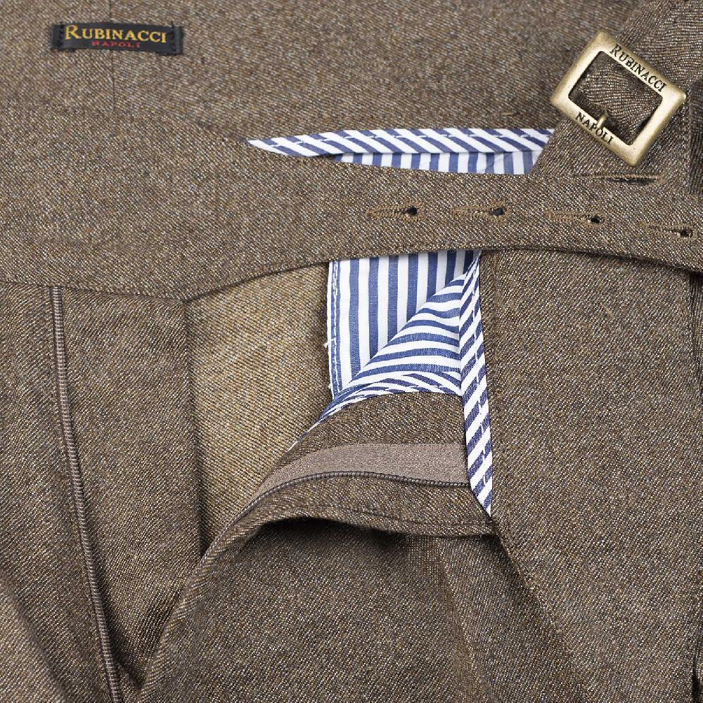 Rubinacci Pantalone manny in flanella sabbia limited edition Vendita Calda