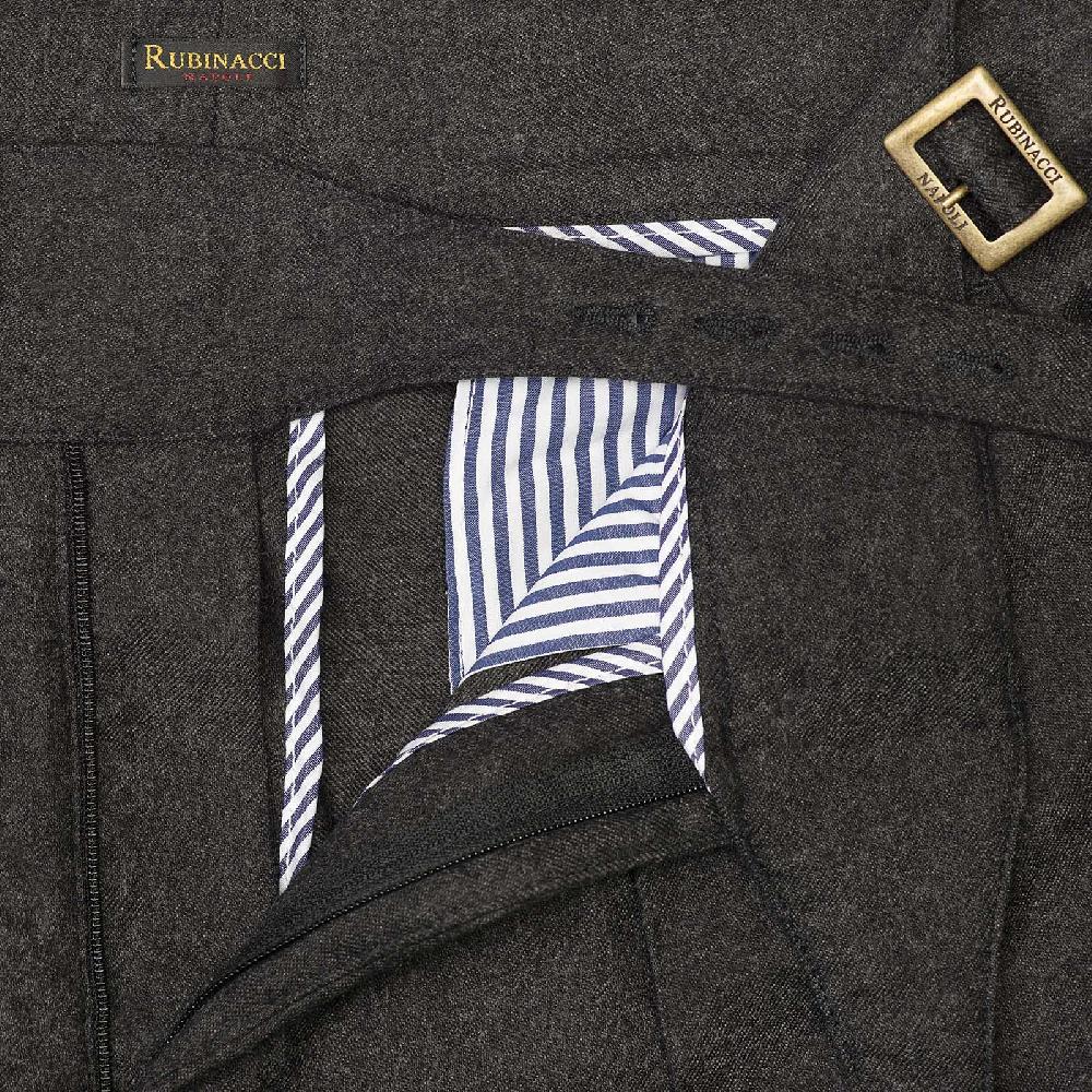 Rubinacci Pantalone manny in flanella grigio scuro Saldi Di Fabbrica