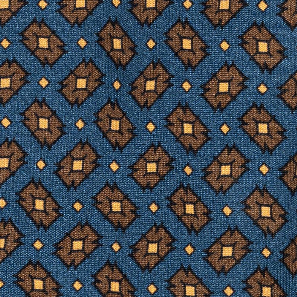 Rubinacci Cravatta in twill di seta ottanio con stampa geometrica In Saldo