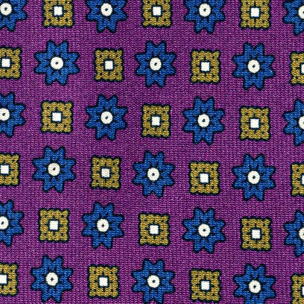 Rubinacci Cravatta in twill di seta ciclamino con stampa floreale Nuova