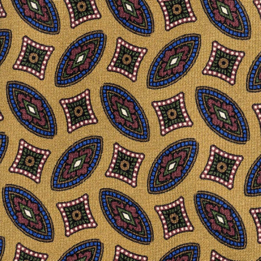 Rubinacci Cravatta in twill di seta senape con stampa geometrica Moda