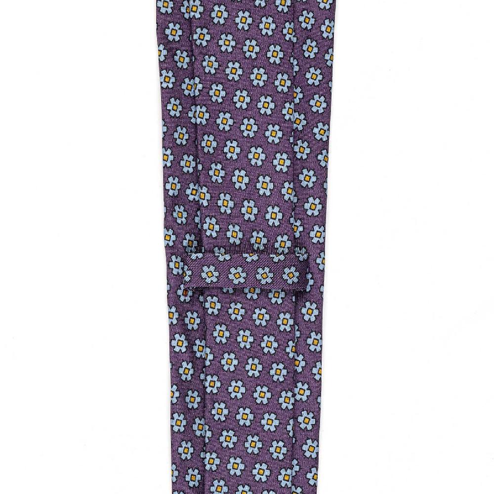 Rubinacci Cravatta in twill di seta con stampa floreale vino Sconto di tempo limitato