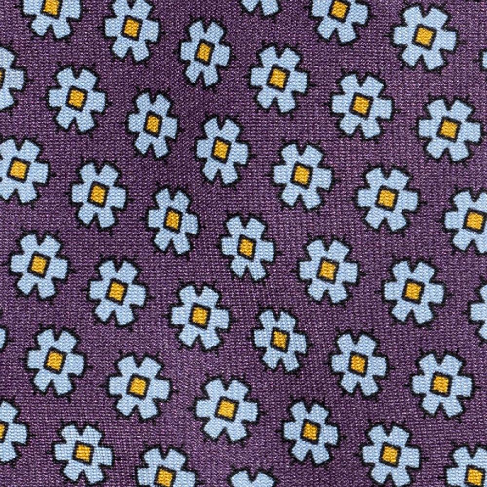 Rubinacci Cravatta in twill di seta con stampa floreale vino Sconto di tempo limitato