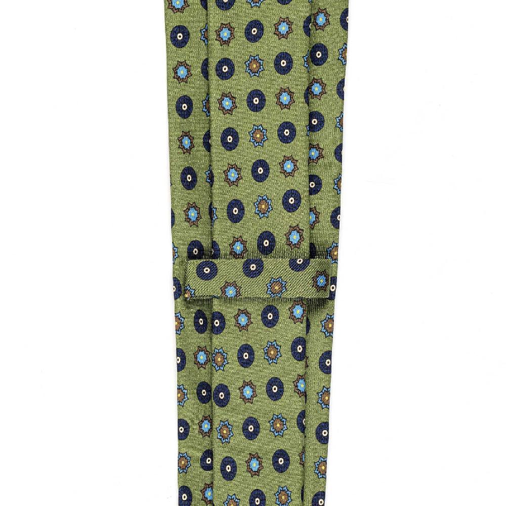 Rubinacci Cravatta in twill di seta con stampa geometrica verde Negozio online di fabbrica