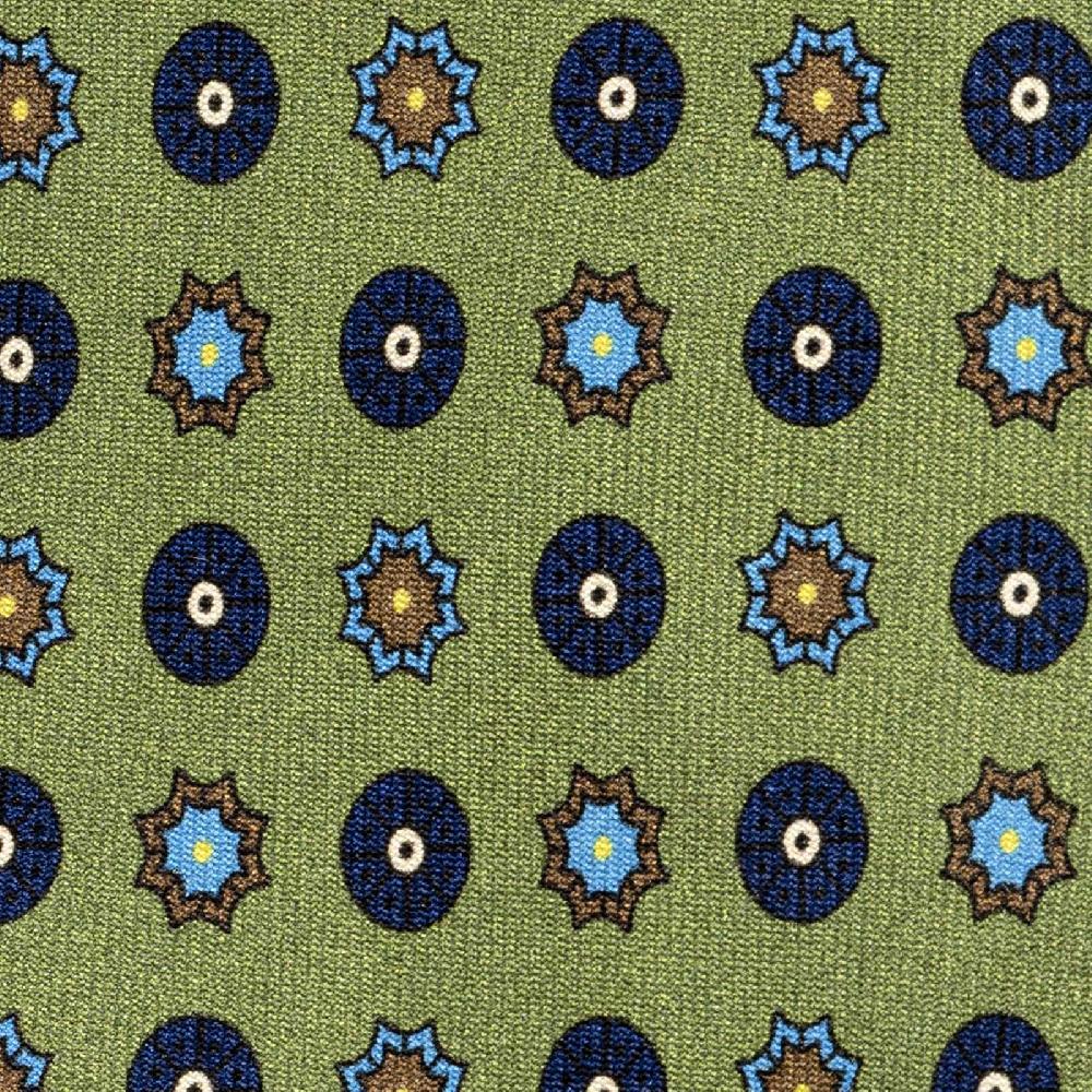 Rubinacci Cravatta in twill di seta con stampa geometrica verde Negozio online di fabbrica