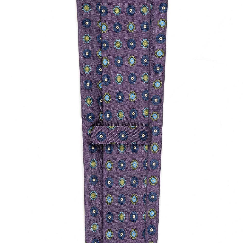 Rubinacci Cravatta in twill di seta con stampa floreale vino Prezzo di fabbrica