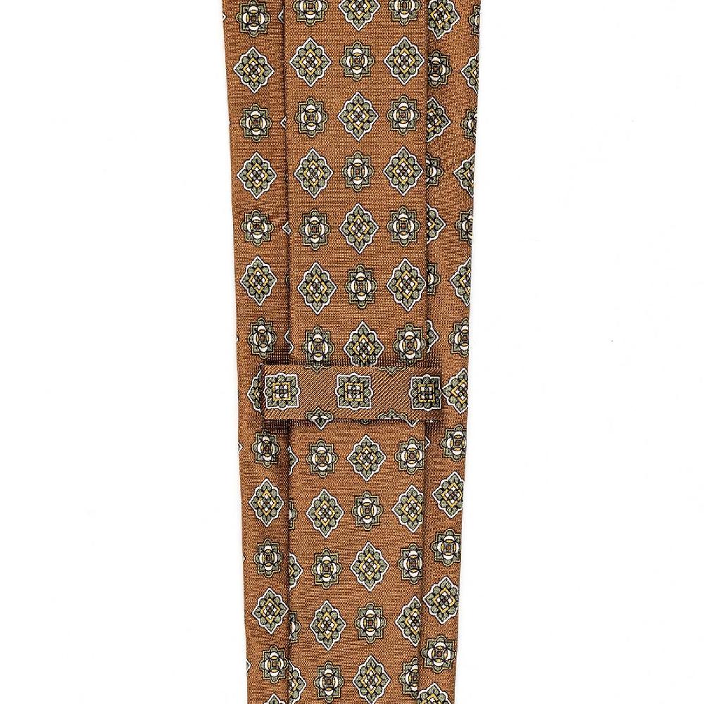 Rubinacci Cravatta in twill di seta con stampa geometrica beige Offerta speciale