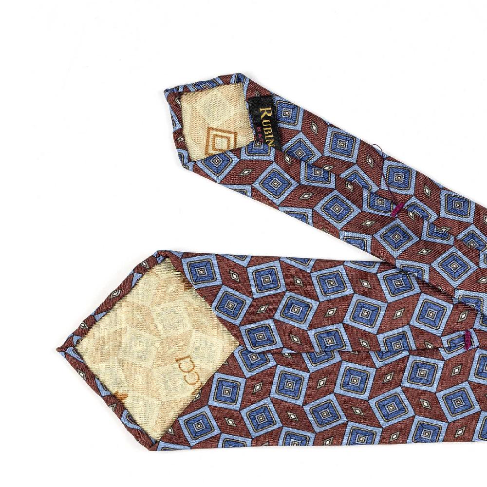 Rubinacci Cravatta in twill di seta con stampa geometrica bordeaux Comprare a buon mercato