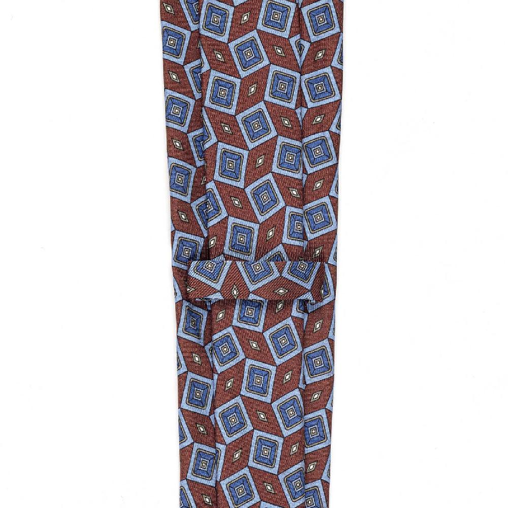 Rubinacci Cravatta in twill di seta con stampa geometrica bordeaux Comprare a buon mercato