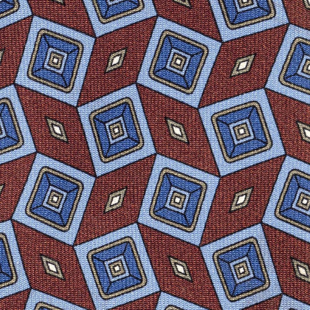 Rubinacci Cravatta in twill di seta con stampa geometrica bordeaux Comprare a buon mercato