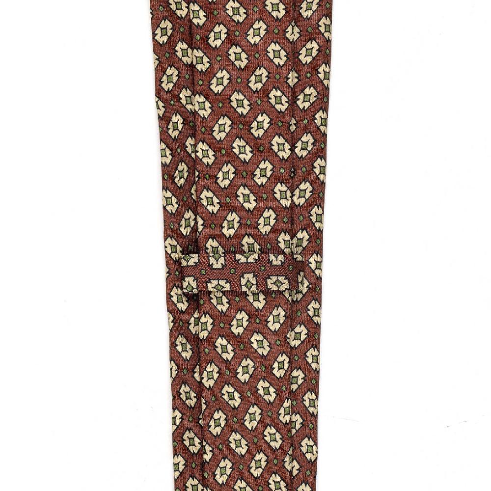 Rubinacci Cravatta in twill di seta con stampa geometrica bordeaux Flash Sale