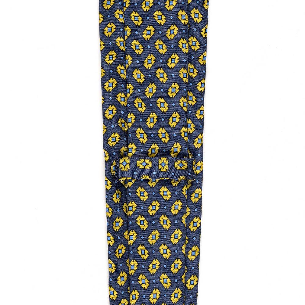 Rubinacci Cravatta in twill di seta con stampa geometrica blu Shopping online