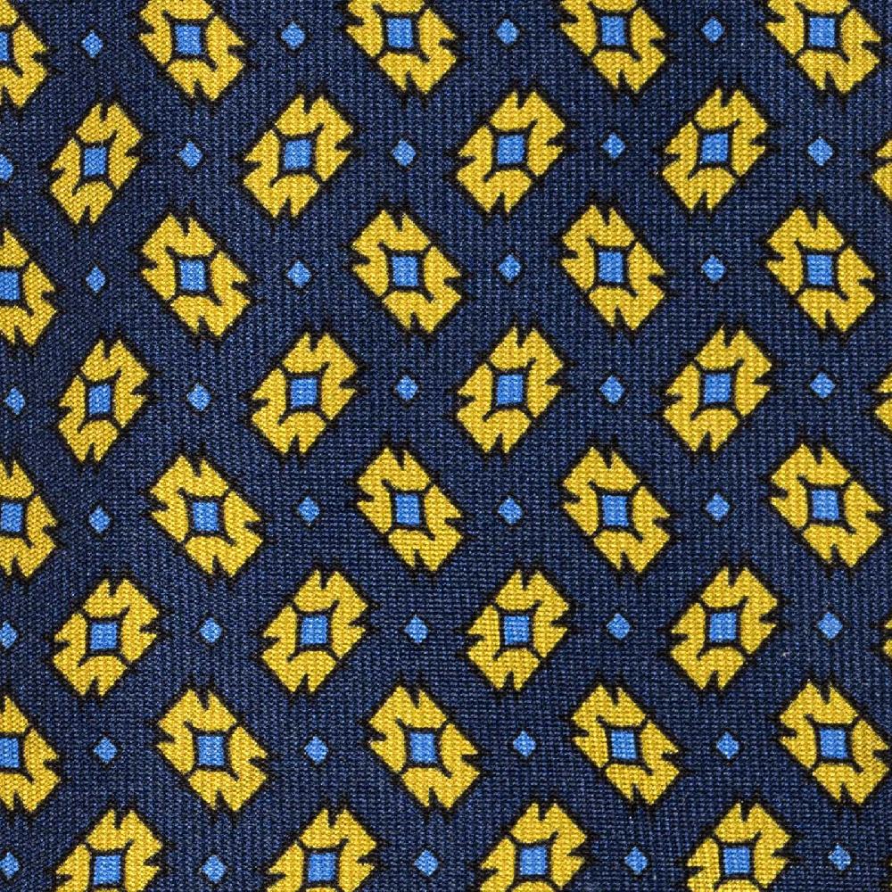 Rubinacci Cravatta in twill di seta con stampa geometrica blu Shopping online
