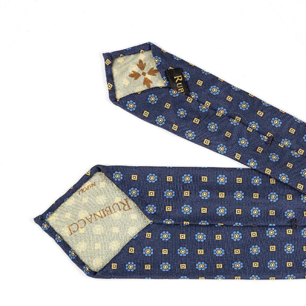 Rubinacci Cravatta in twill di seta con stampa floreale blu Offerta esclusiva