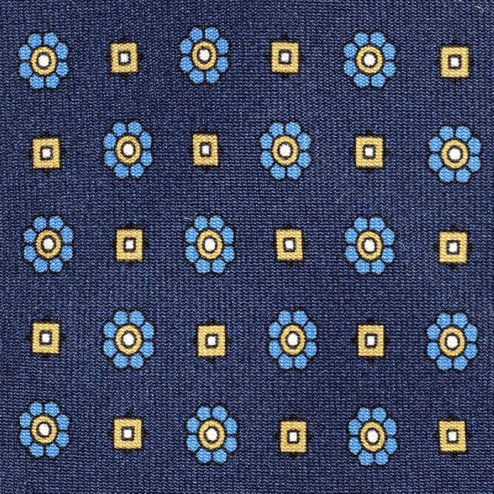 Rubinacci Cravatta in twill di seta con stampa floreale blu Offerta esclusiva