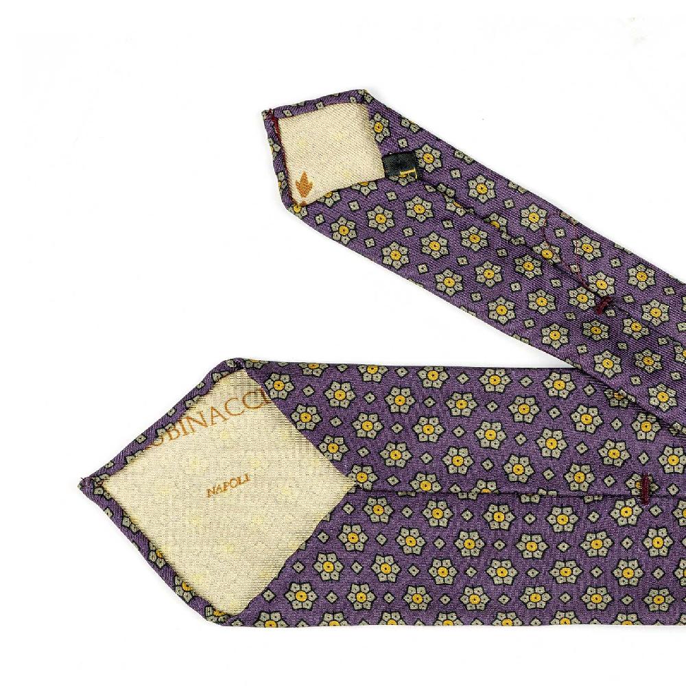 Rubinacci Cravatta in twill di seta con stampa floreale vino Vendite stagionali