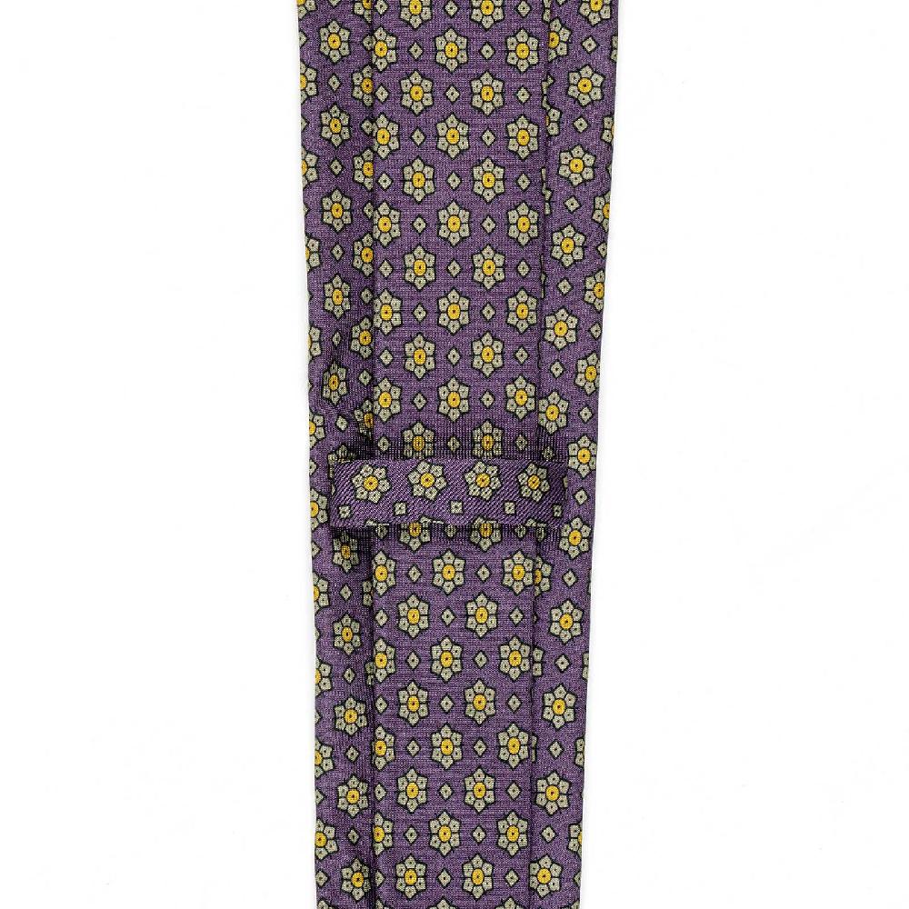 Rubinacci Cravatta in twill di seta con stampa floreale vino Vendite stagionali