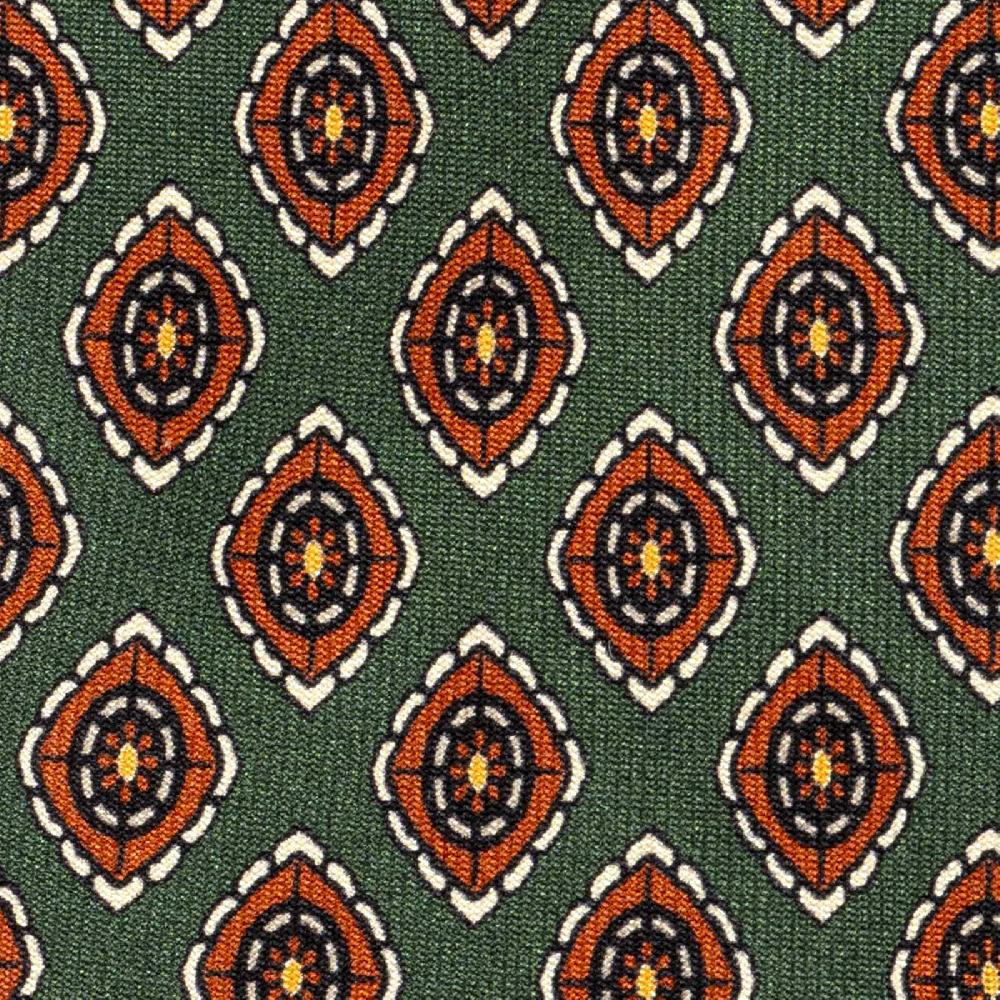 Rubinacci Cravatta in twill di seta verde con stampa geometrica Cyber Monday