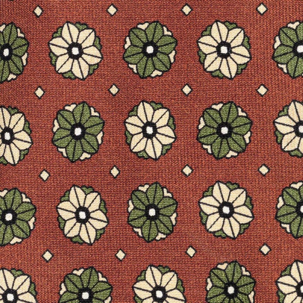 Rubinacci Cravatta in twill di seta mattone con stampa floreale Offerta Pasqua