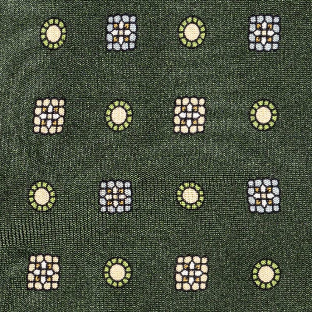 Rubinacci Cravatta in twill di seta verde con stampa geometrica Offerta per la Festa della Mamma