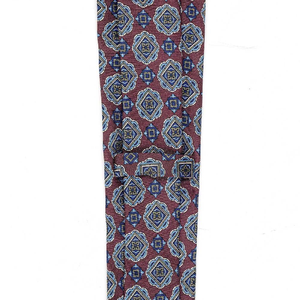 Rubinacci Cravatta in twill di seta con stampa geometrica bordeaux Offerta Anniversario
