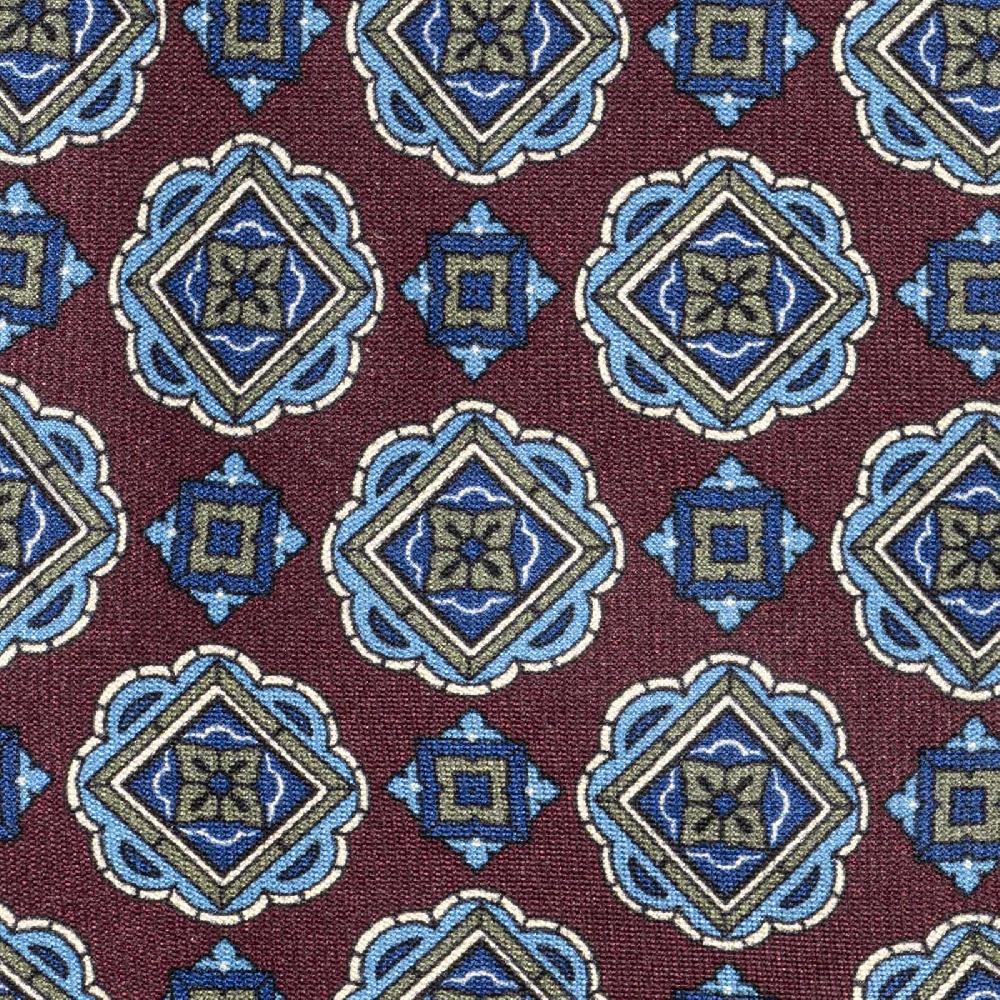 Rubinacci Cravatta in twill di seta con stampa geometrica bordeaux Offerta Anniversario