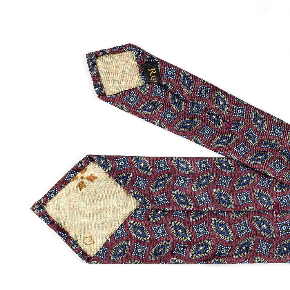 Rubinacci Cravatta in twill di seta con stampa geometrica bordeaux Smaltimento dello stoccaggio