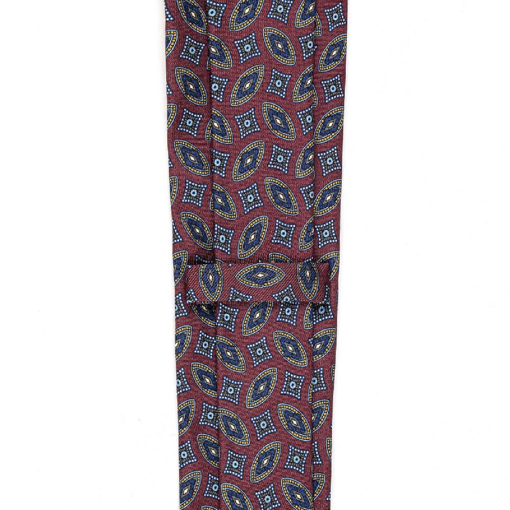 Rubinacci Cravatta in twill di seta con stampa geometrica bordeaux Smaltimento dello stoccaggio