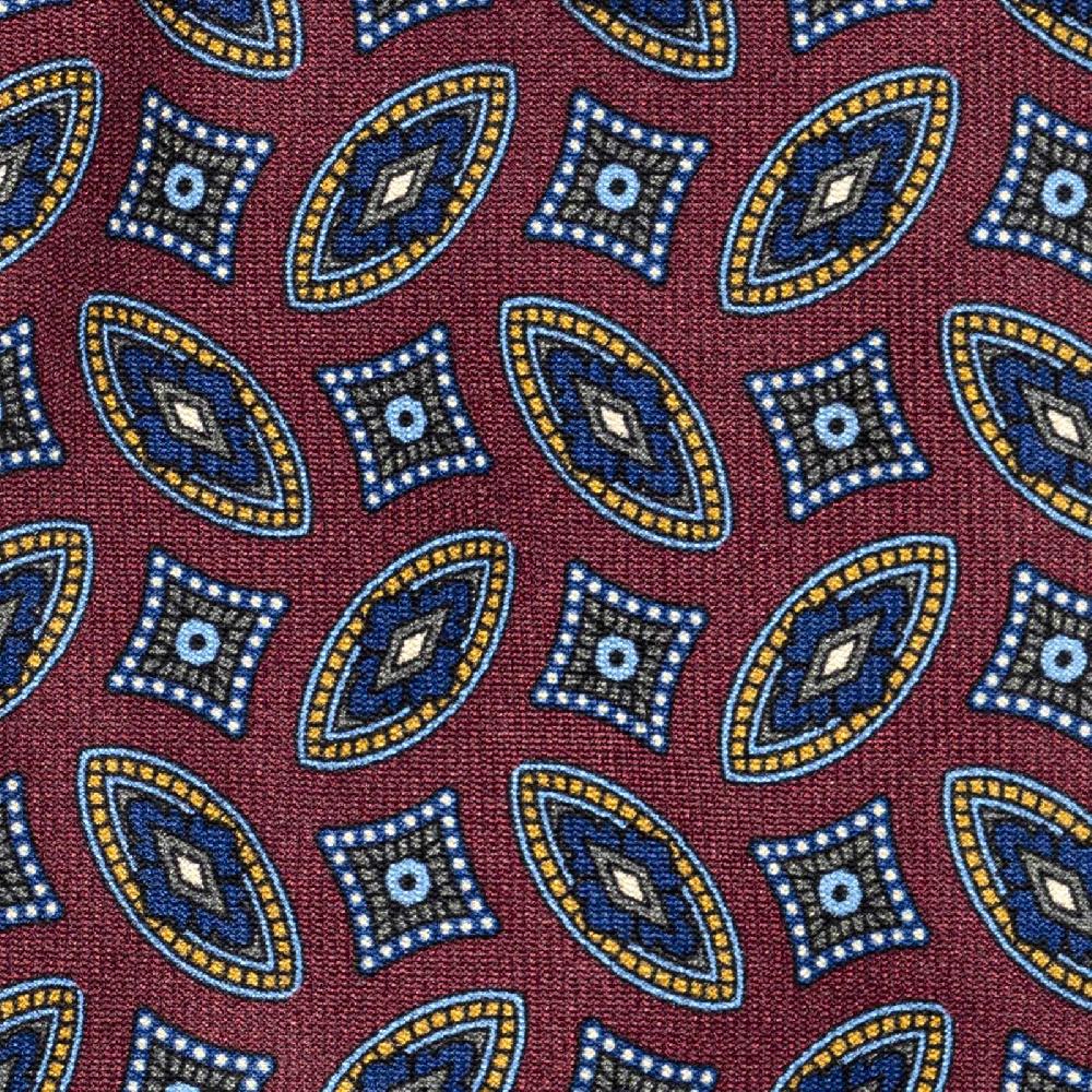 Rubinacci Cravatta in twill di seta con stampa geometrica bordeaux Smaltimento dello stoccaggio