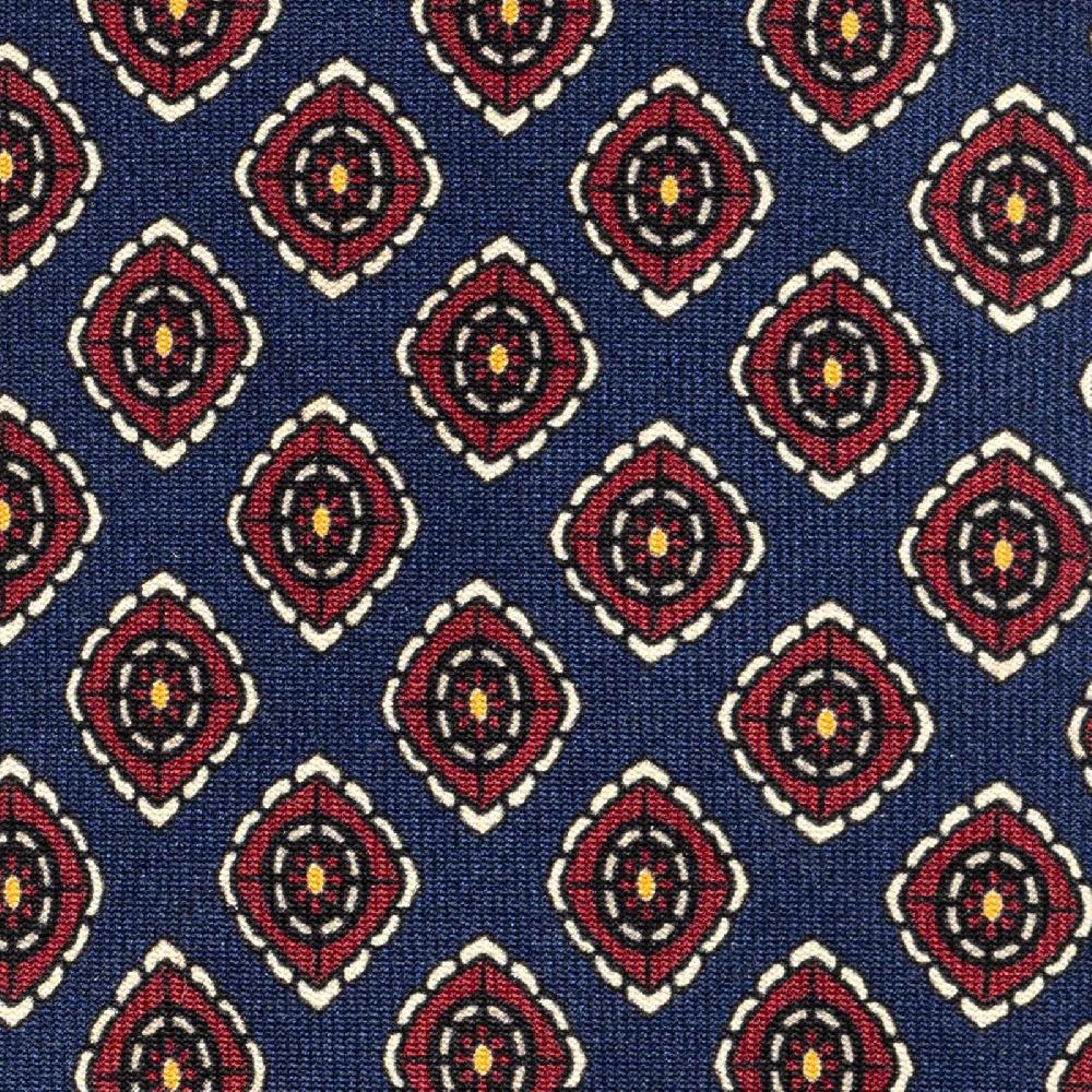 Rubinacci Cravatta in twill di seta navy blu con stampa geometrica Offerta migliore