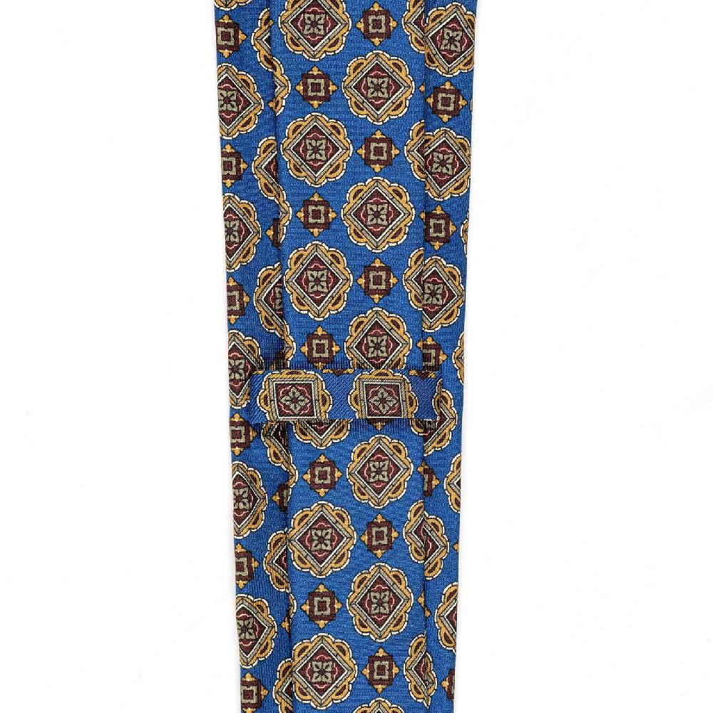 Rubinacci Cravatta in twill di seta con stampa geometrica blu Latest fashion
