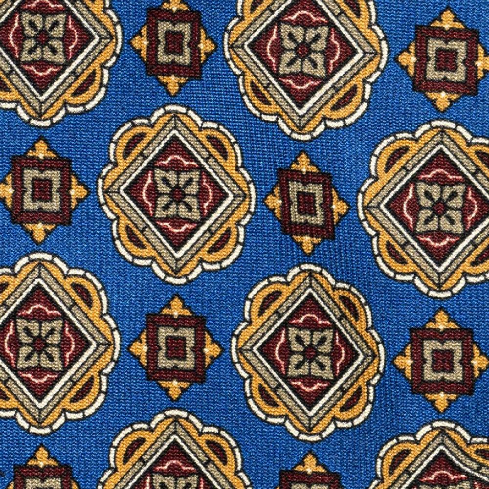 Rubinacci Cravatta in twill di seta con stampa geometrica blu Latest fashion