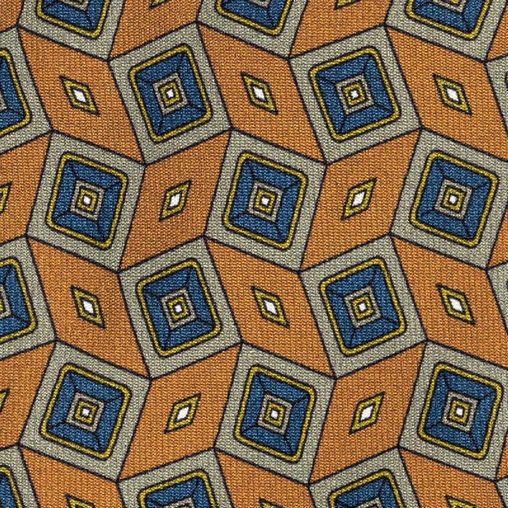 Rubinacci Cravatta in twill di seta arancio con stampa geometrica Online Outlet