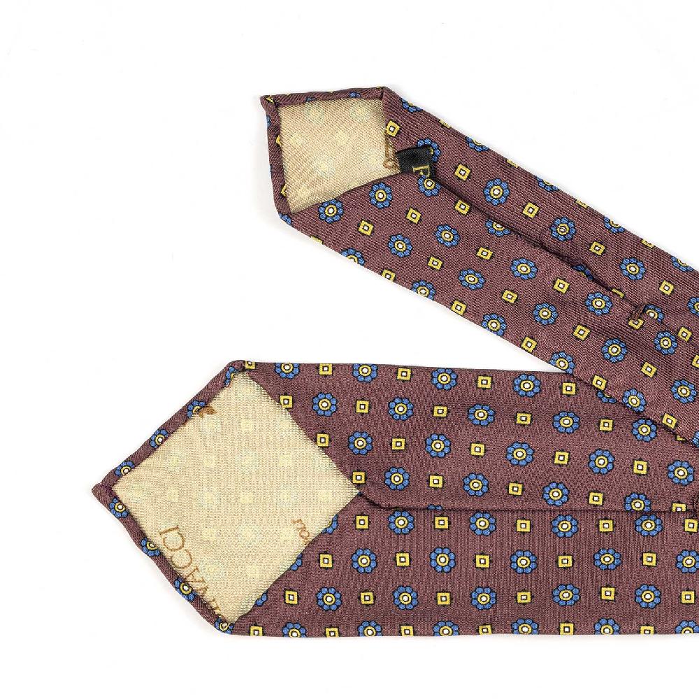 Rubinacci Cravatta in twill di seta con stampa floreale bordeaux Offerta temporanea