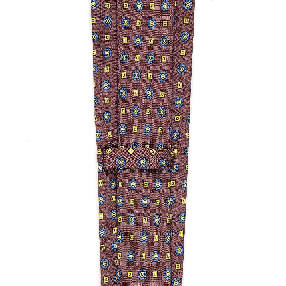 Rubinacci Cravatta in twill di seta con stampa floreale bordeaux Offerta temporanea