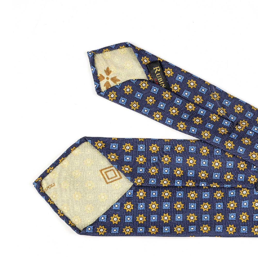 Rubinacci Cravatta in twill di seta con stampa floreale blu Offerte esclusive