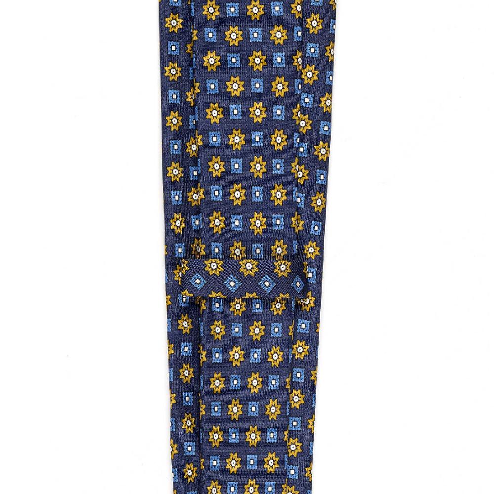 Rubinacci Cravatta in twill di seta con stampa floreale blu Offerte esclusive