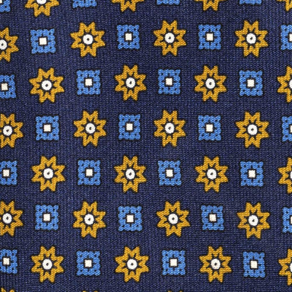 Rubinacci Cravatta in twill di seta con stampa floreale blu Offerte esclusive
