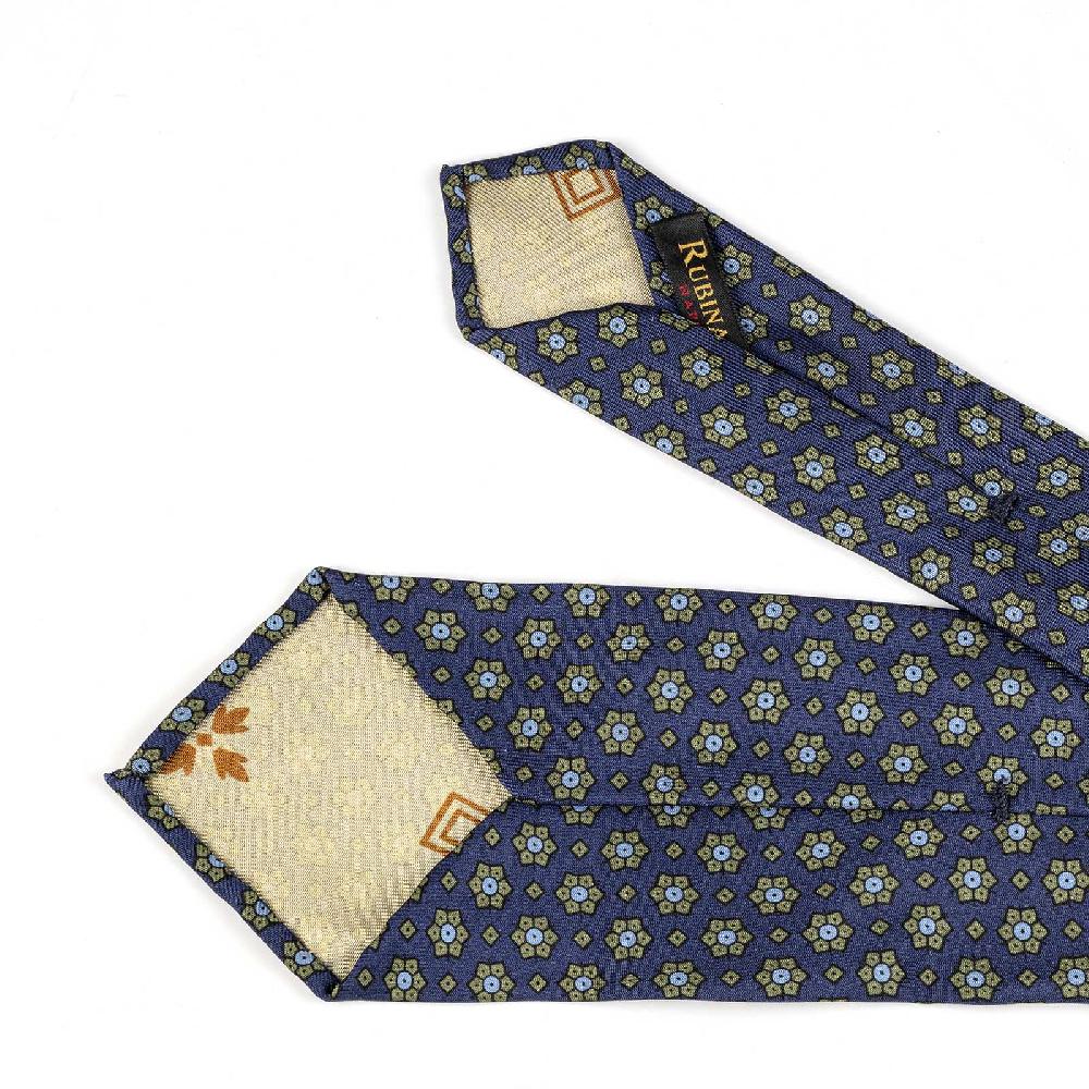 Rubinacci Cravatta in twill di seta con stampa floreale blu Lightning offer