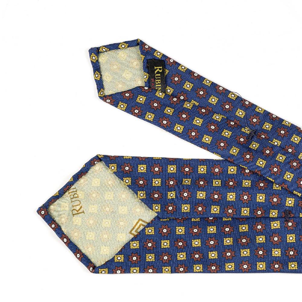 Rubinacci Cravatta in twill di seta con stampa floreale bluette Grandi sconti
