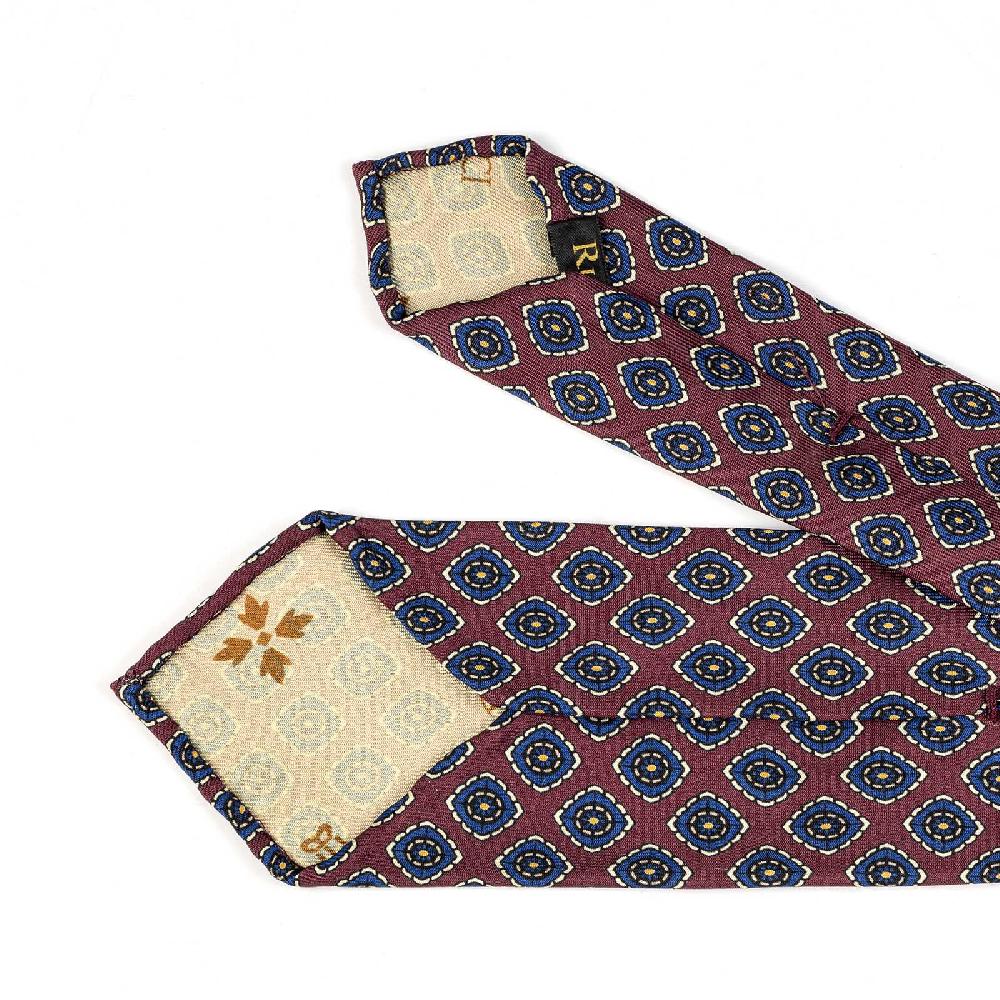 Rubinacci Cravatta in twill di seta con stampa floreale bordeaux Nuovi prodotti
