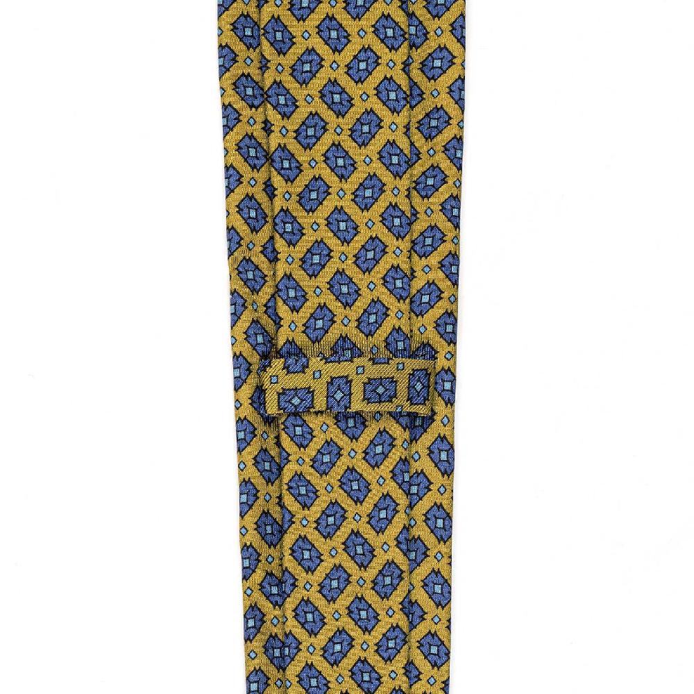 Rubinacci Cravatta in twill di seta gialla con stampa geometrica Offerte giornaliere