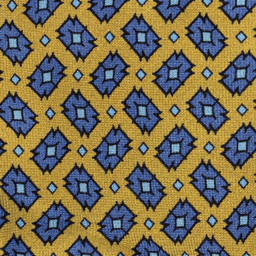 Rubinacci Cravatta in twill di seta gialla con stampa geometrica Offerte giornaliere