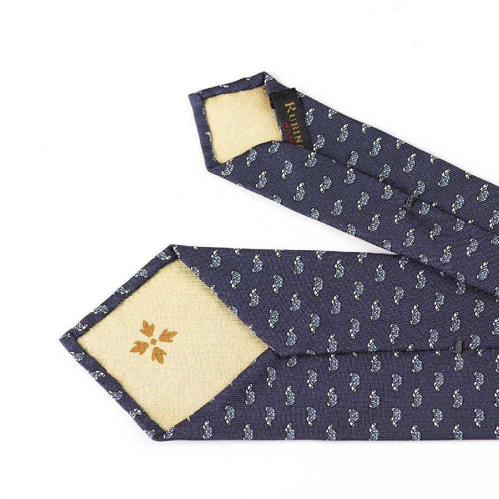 Rubinacci Cravatta in twill di seta con stampa tartaruga azzurra Offerte speciali