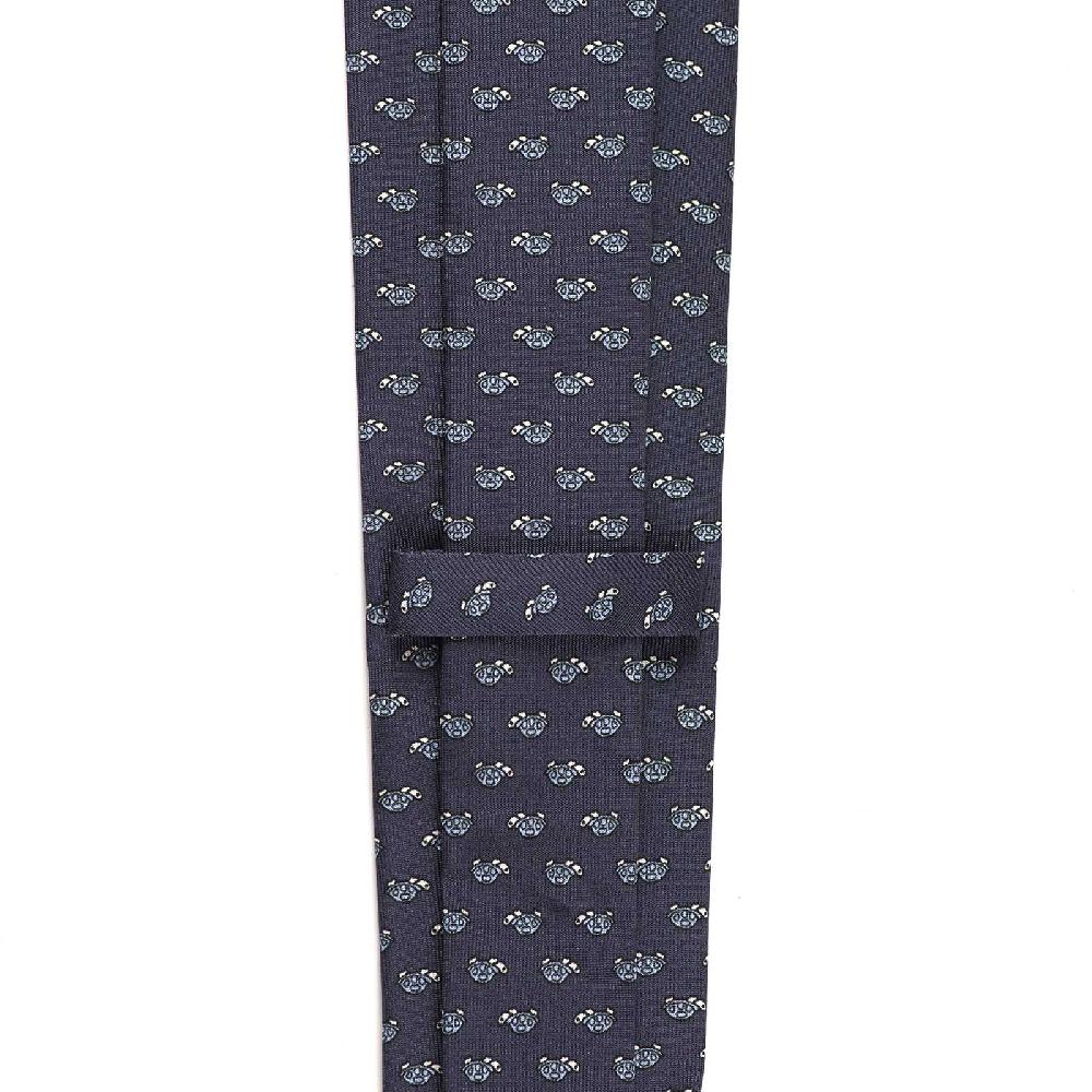 Rubinacci Cravatta in twill di seta con stampa tartaruga azzurra Offerte speciali