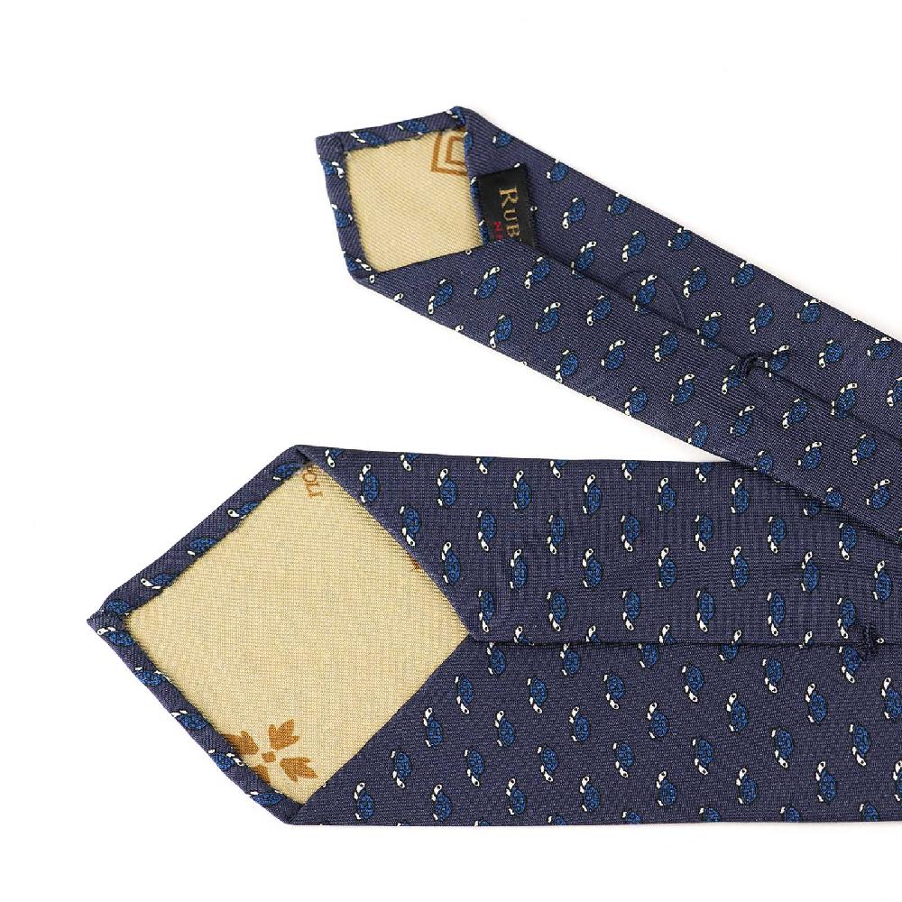 Rubinacci Cravatta in twill di seta con stampa tartaruga blu Enormi risparmi