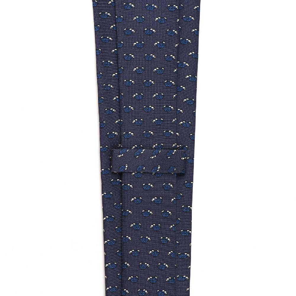 Rubinacci Cravatta in twill di seta con stampa tartaruga blu Enormi risparmi