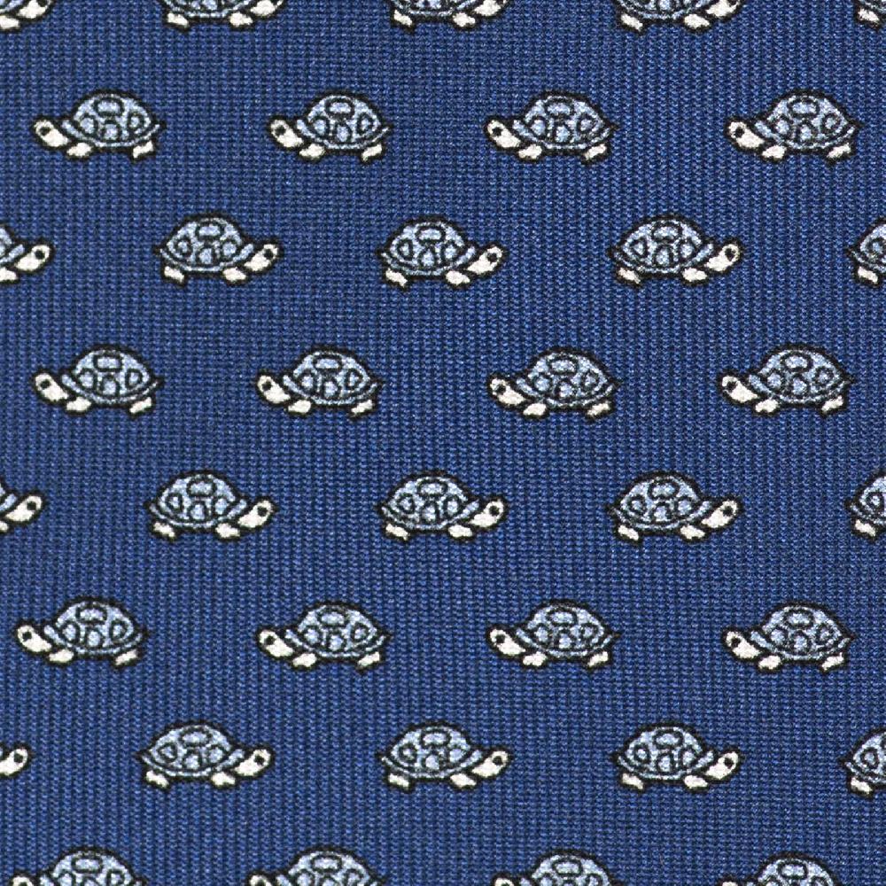 Rubinacci Cravatta in twill di seta con stampa tartaruga celeste Sconti VIP
